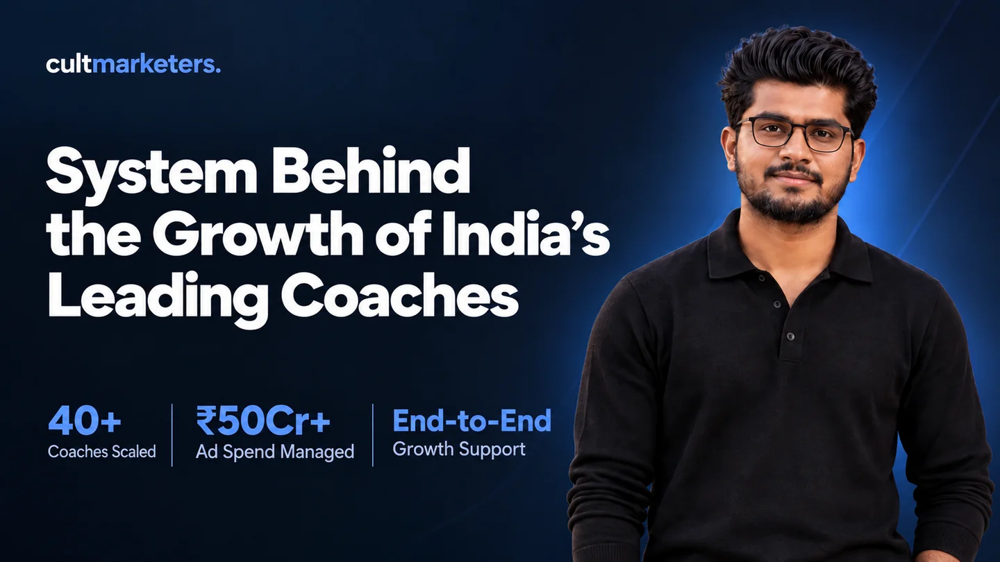 Rahul Gadge. System Behind the Growth of India’s Leading Coaches. 40+ Coaches Scaled; ₹50Cr+ Ad Spend Managed; End-to-End Growth Support.